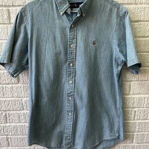 Ralph Lauren Men's Blue Light Denim Short Sleeve Shirt